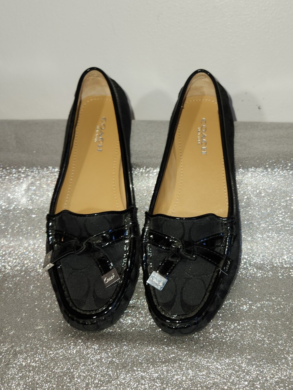 Coach Women's Black Signature Moccasin Loafers